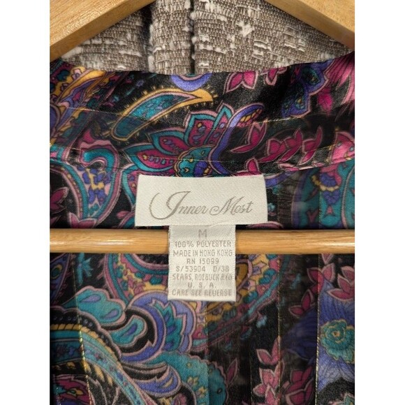 Vintage Inner‎ Most Floral Lounge Wrap Satin Robe Women's Medium - Picture 7 of 8